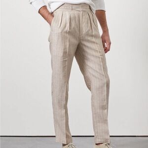 Todd Snyder Italian Linen Gurkha Trouser in Ecru Pinstripe